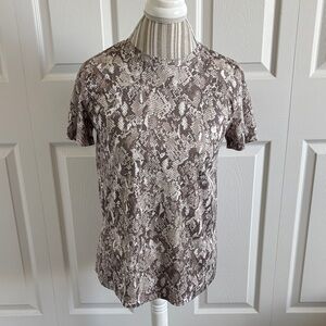 Ideology Snake Print Short Sleeve Tee - Brown and Cream